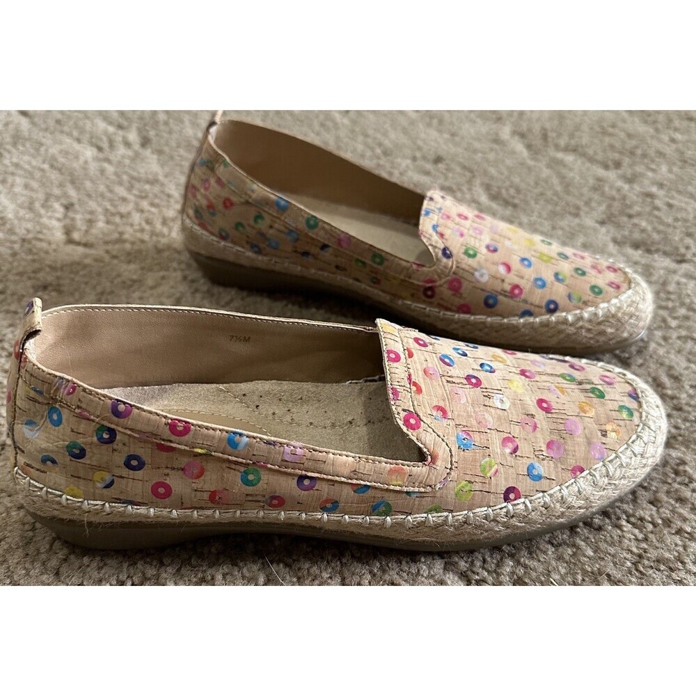 Vaneli Cork Slip On Sz 7.5 Espadrille Flat Loafer Niobe Cork Multi Color Comfort